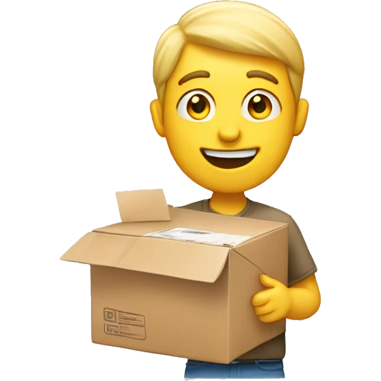 White guy excitedly holding up a mail parcel emoji