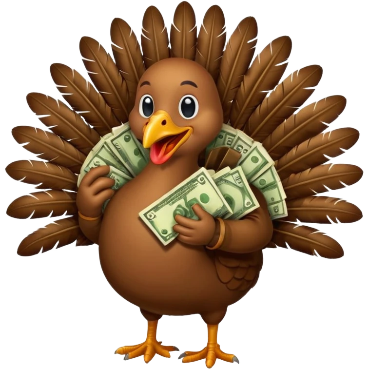 Can you create a turkey warming up a bag of money emoji