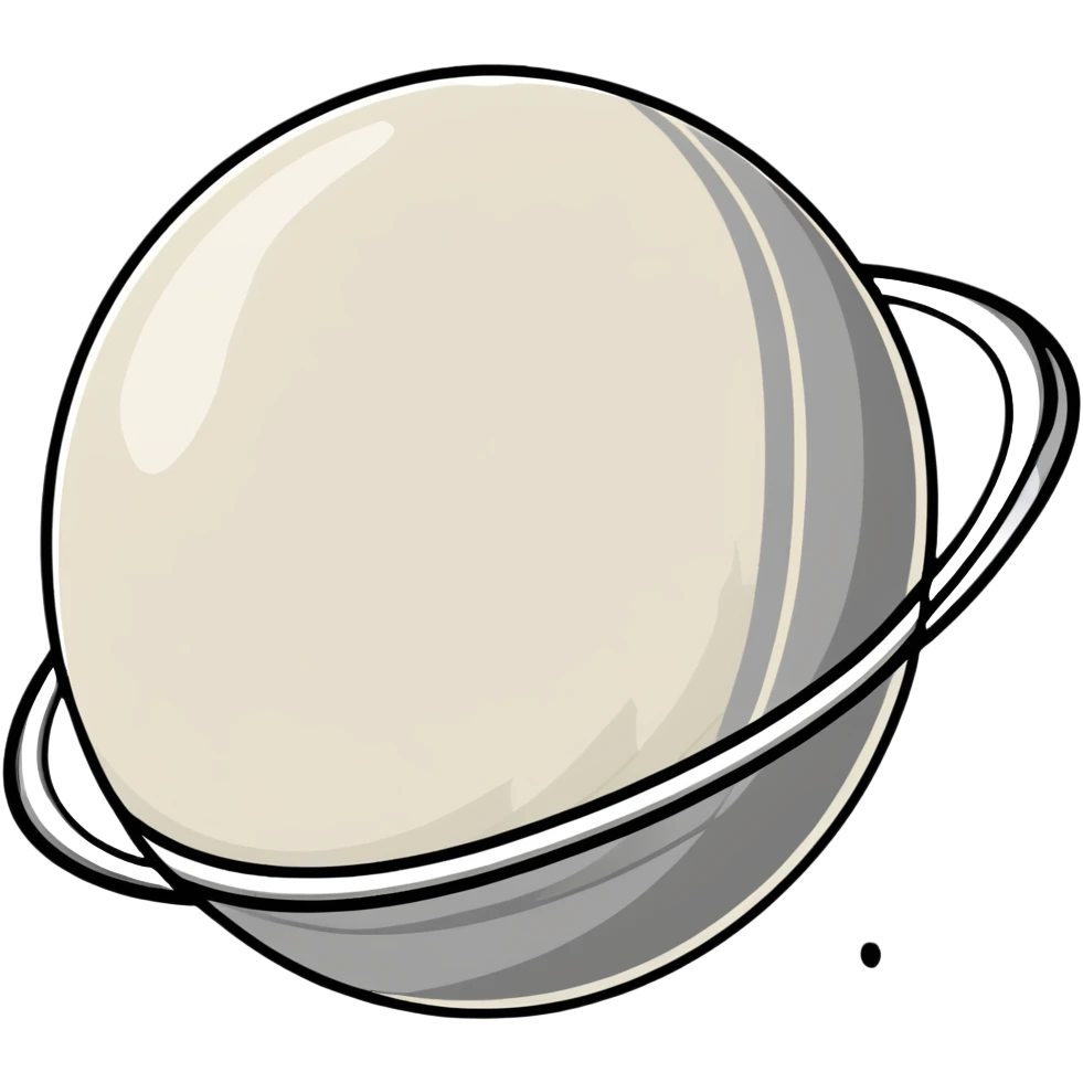 Planet Saturn with rings in monochrome grey colors emoji