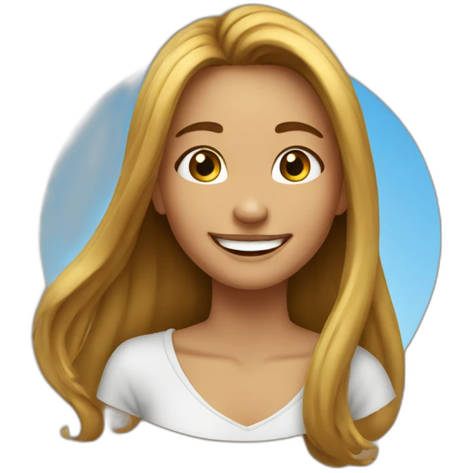 happy girl with long hair-without necklace-with round earrings emoji