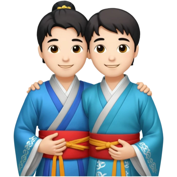 two guys hugging in hanfu emoji