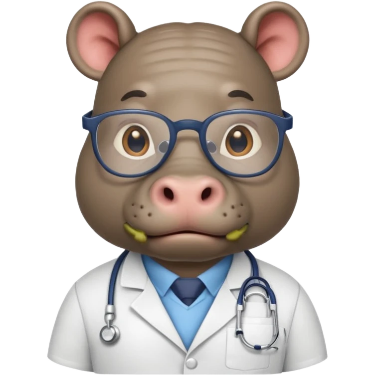 Hippo doctor, glasses, uniform emoji