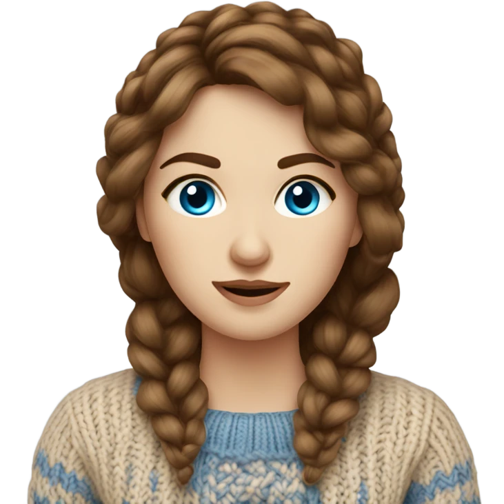 beautiful finnish brown hair woman with blue eyes knitting sweater  emoji