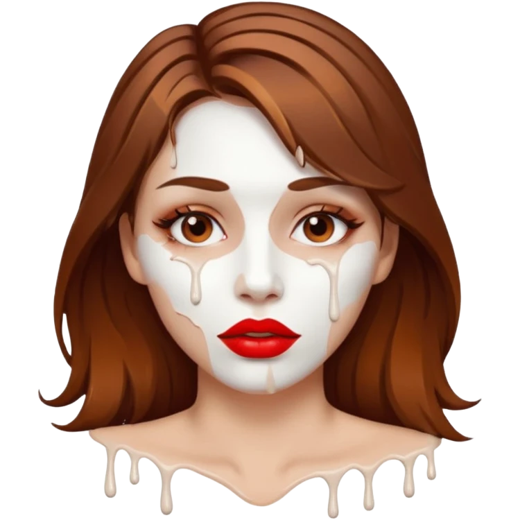 Brown Hair Woman , white paint , drip, face, hot  Sexy, lips emoji
