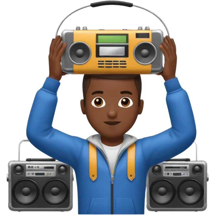 Black guy-holding-boombox-above his head emoji
