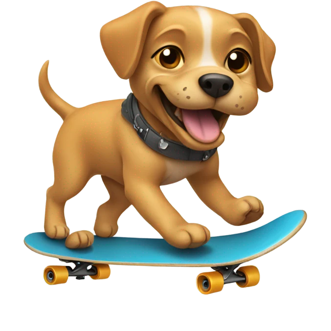 A dog riding a skateboard emoji