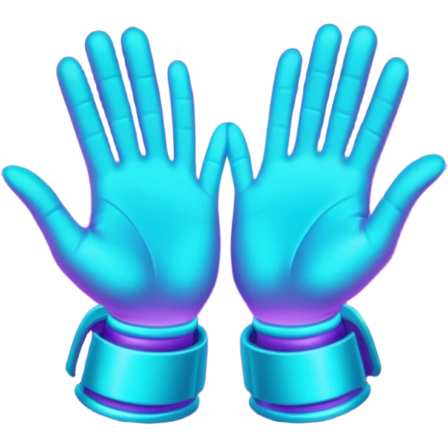 futuristic glowing clapping hands, purple and cyan glow, dark background emoji