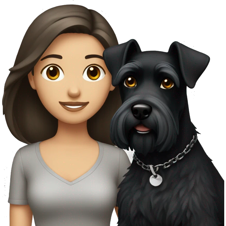 Brunette with a black schnauzer emoji