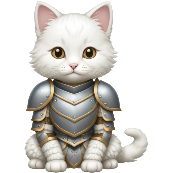baby white cat in armor, full body emoji