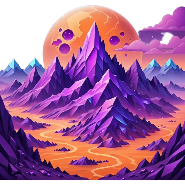 planet, crystal Planet, surface covered in glowing crystals mountains and dust emoji
