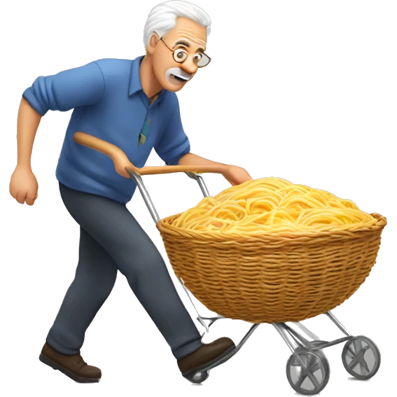Older man Pushing spaghetti uphill  emoji