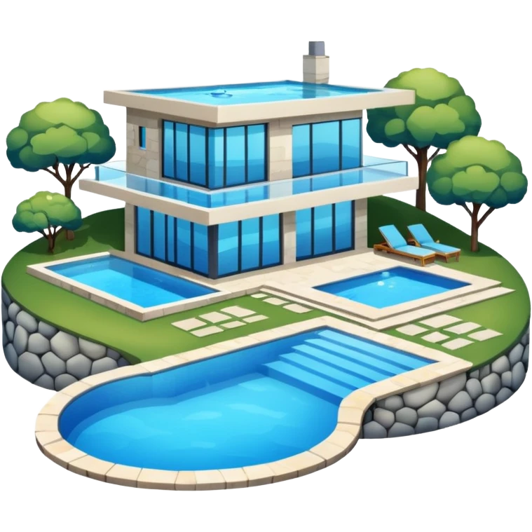 modern house on the hill, with a pool ON THE HILL emoji