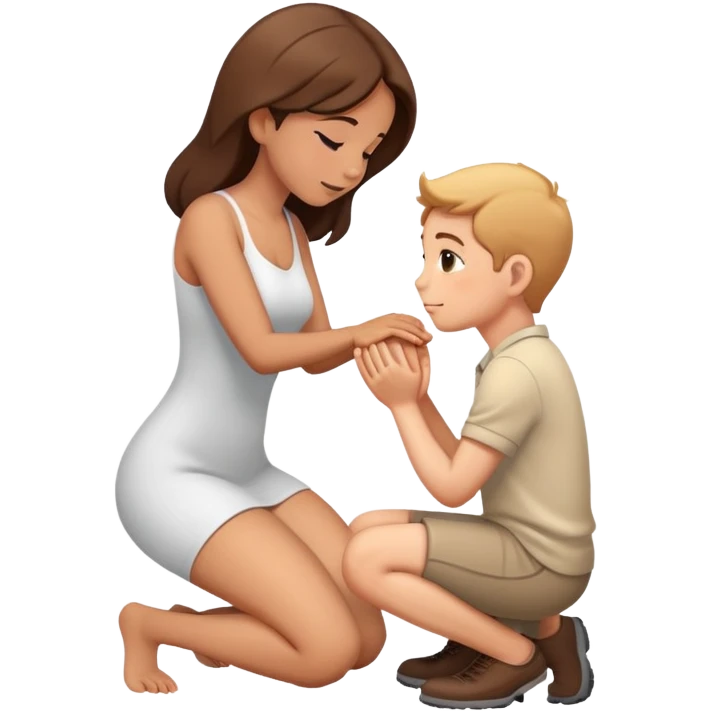 Proposing on knee emoji