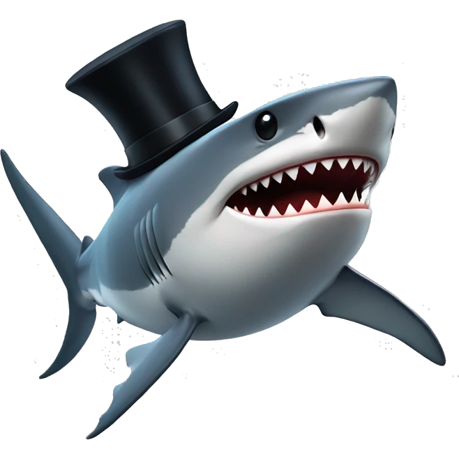 Shark with a top hat emoji