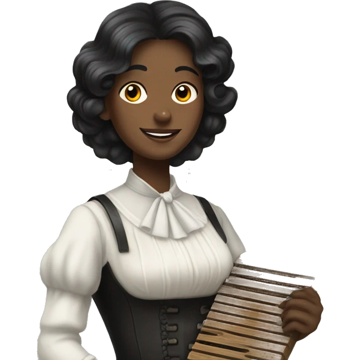 White Victorian lady with black hair holding soap and a washboard emoji