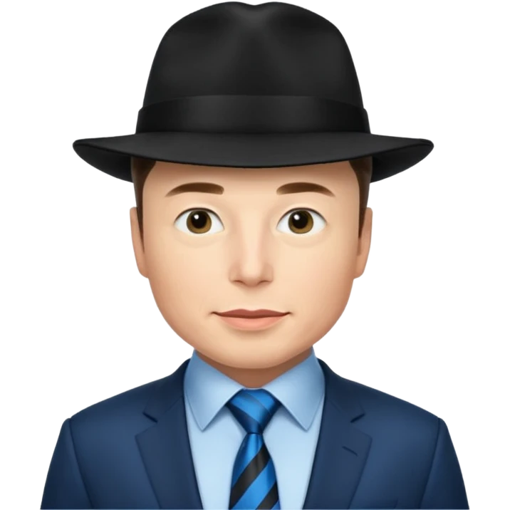 elon musk wearing Blue Neckties and black Hats emoji