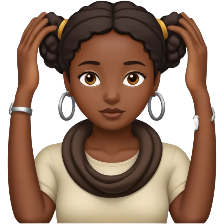 Black girl with hands around her neck emoji