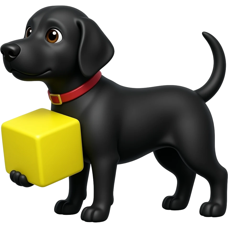 A BLACK DOG WITH YELLOW BALL SQUARE emoji