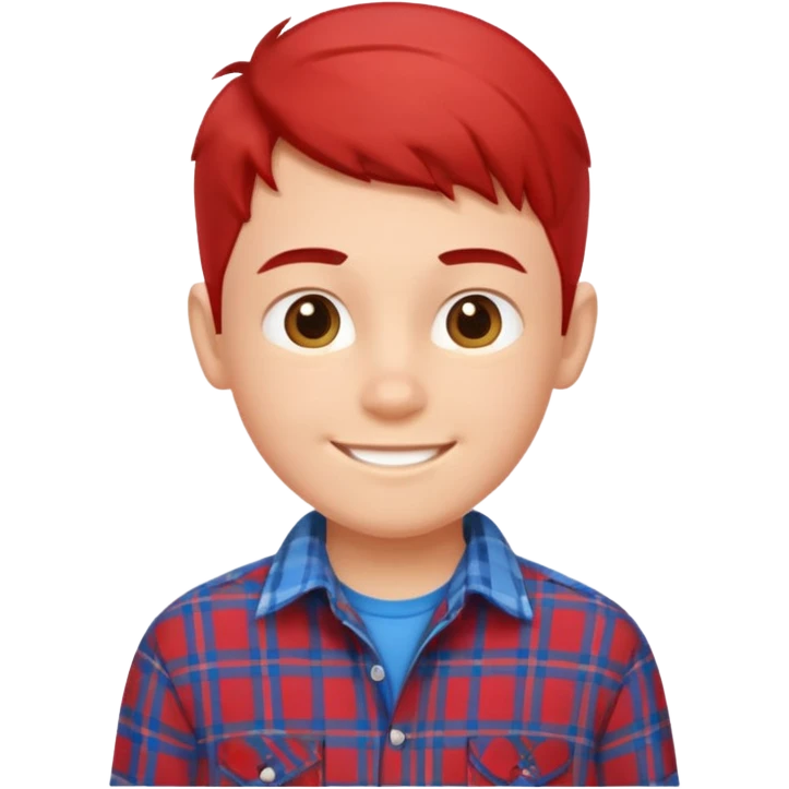 smiling boy in plaid shirt emoji