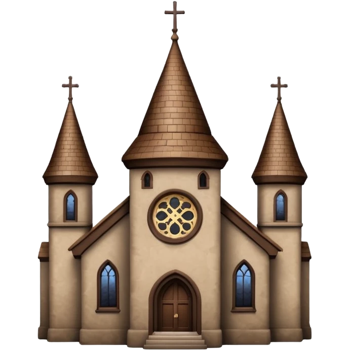 brown chruch with round turret top single turret emoji