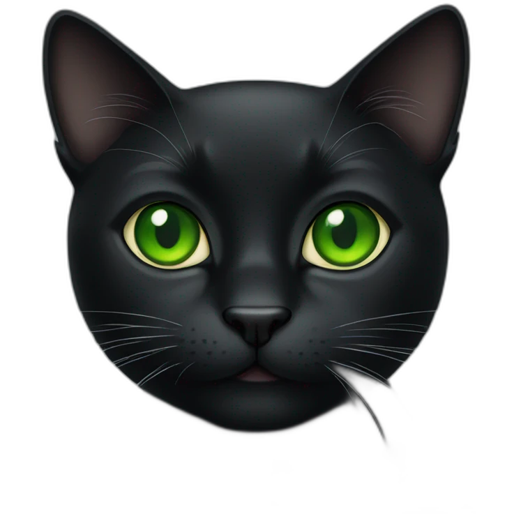 black cat with green eyes emoji