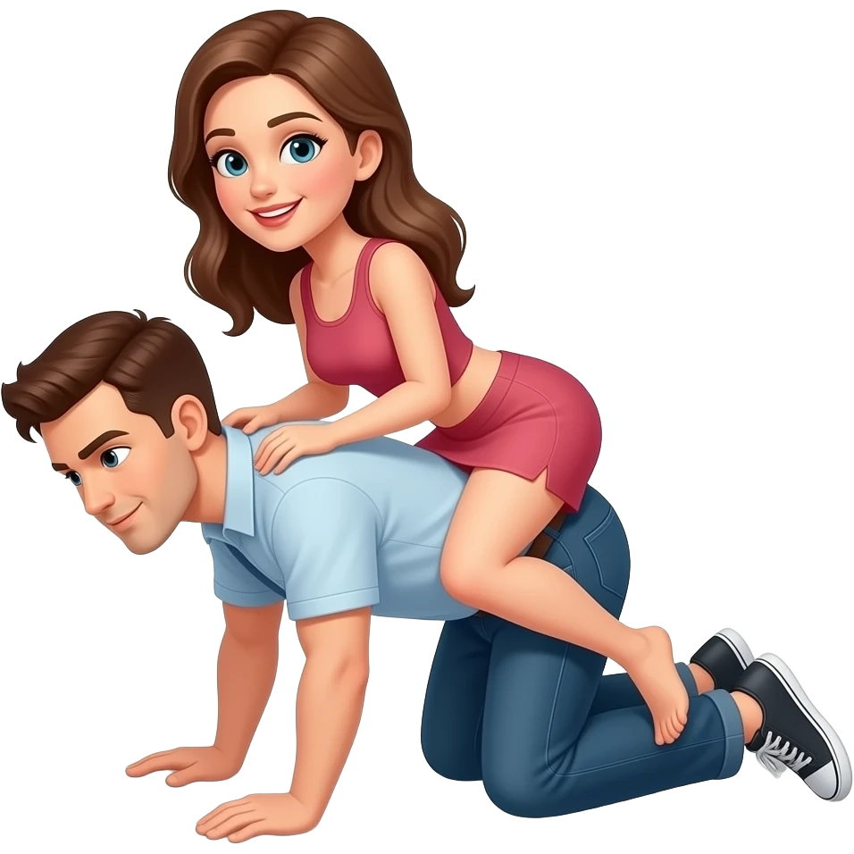 Women straddles man as he is on his his back.  Her legs on ground Straddle him emoji