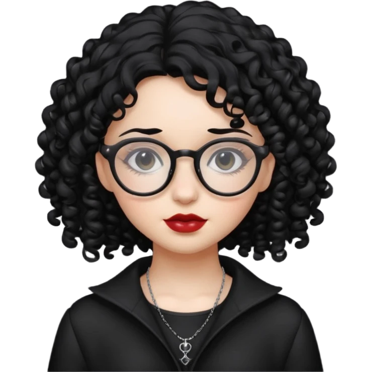 curly gothic girl with glasses emoji
