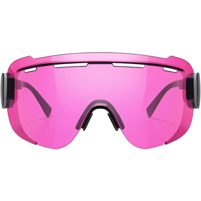 pink tinted shield visor glasses, cyberpunk style, rimless design, one-piece lens emoji