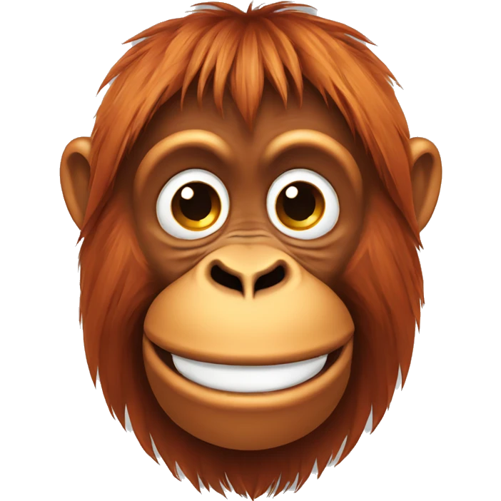 Orangutan face, smiling and looking down emoji