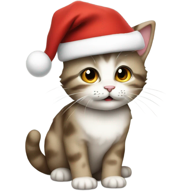 Create a kitten wearing a santa hat emoji
