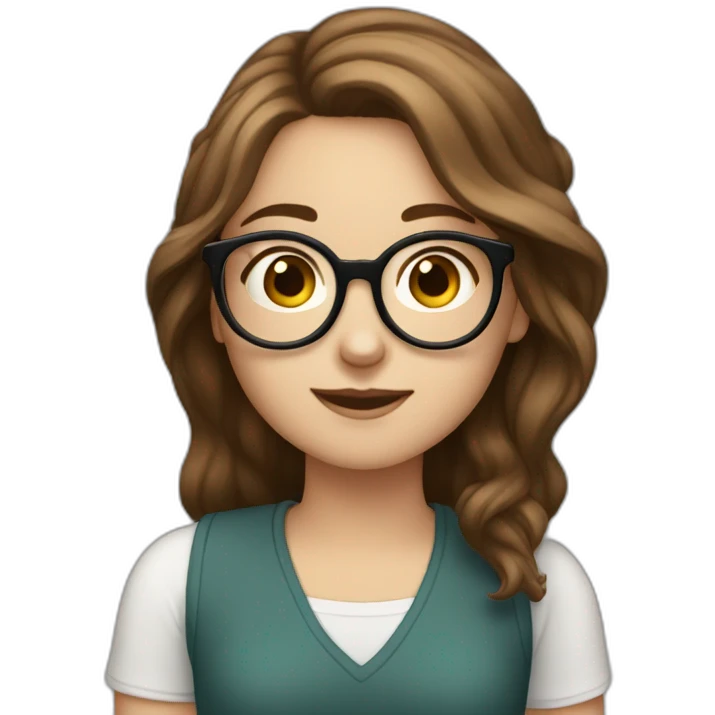 white girl brown hair wearing rounded glasses and saying ok with both hand emoji