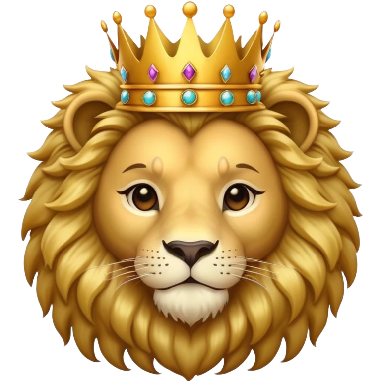 cute lion head with crown on top emoji