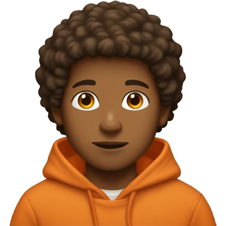 Boy with tan skin and a fluffy orange hoodie emoji