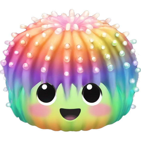 kawaii rainbow bedazzled pastel sea urchin emoji