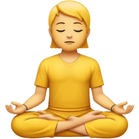 classic yellow emoji meditating, peaceful expression, sitting cross-legged emoji