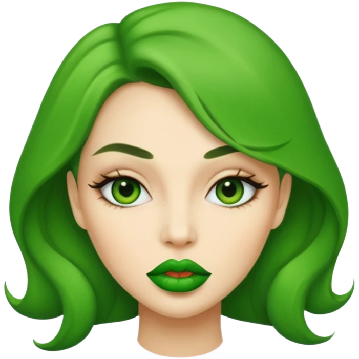 woman with green colored ips emoji