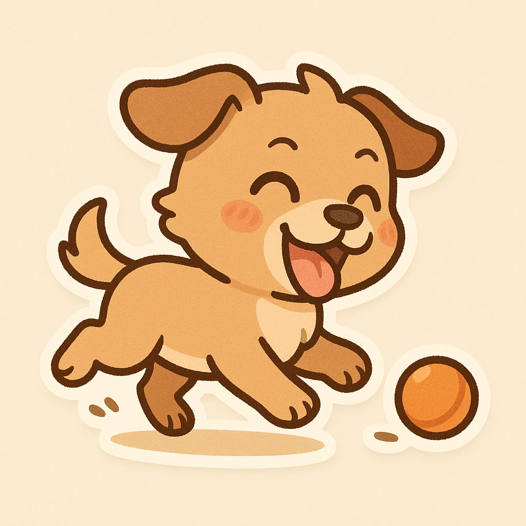 happy dog running after ball emoji