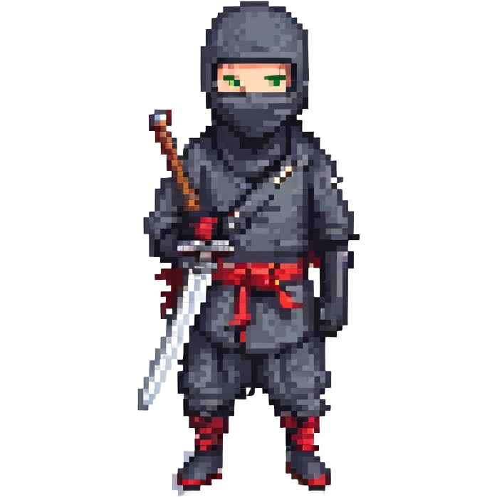masked ninja with sword emoji