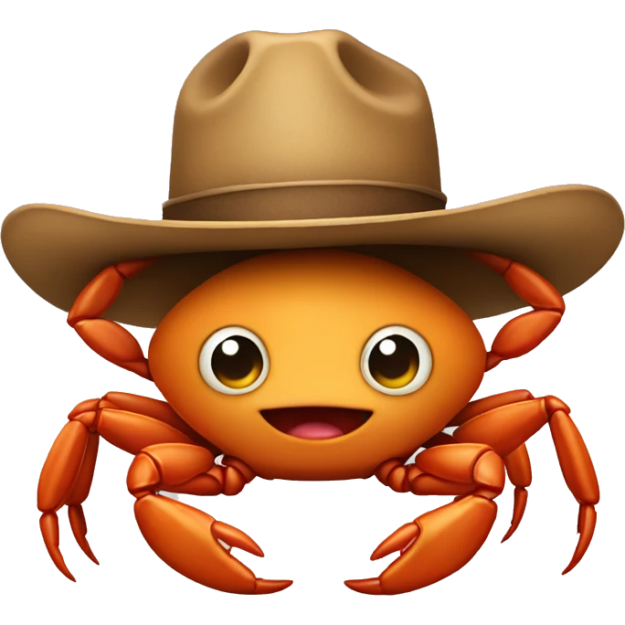 Baby crab wearing a cowboy hat emoji