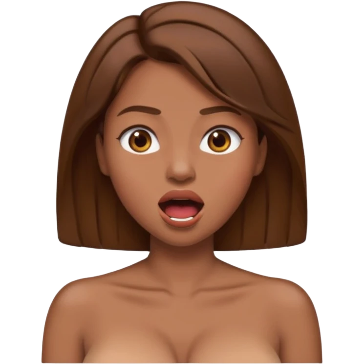 Woman brown hair. Mouth open. Not smiling. Very Large chest. emoji