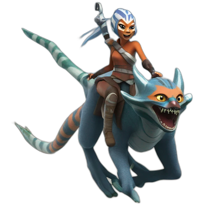 mad ahsoka riding a giant marine monster emoji