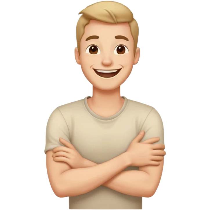 Arms crossed holding neck laughing guy emoji