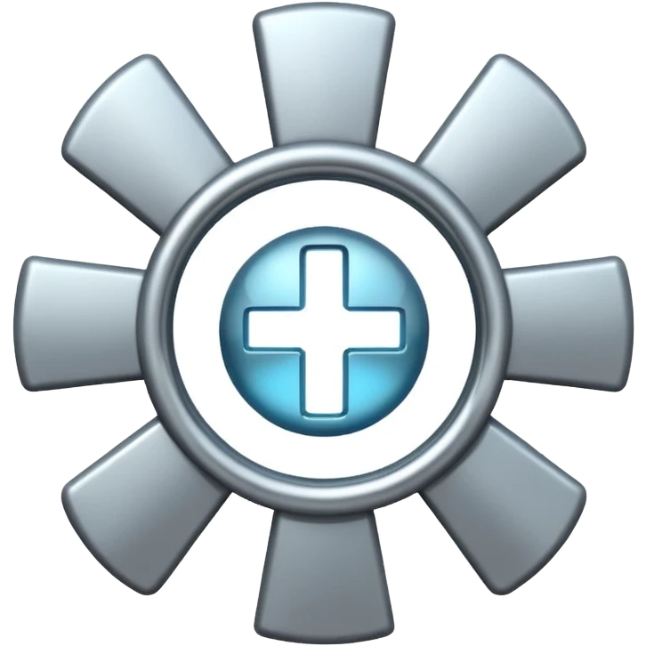 medical physics symbol combining a stethoscope and an atom, or a medical cross with atomic or radiation symbol emoji
