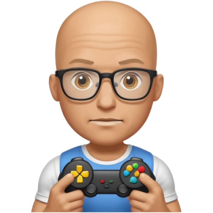gamer with glasses, bald and muscular emoji