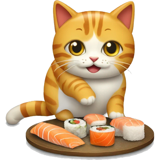 Un chat qui mange des sushis  emoji