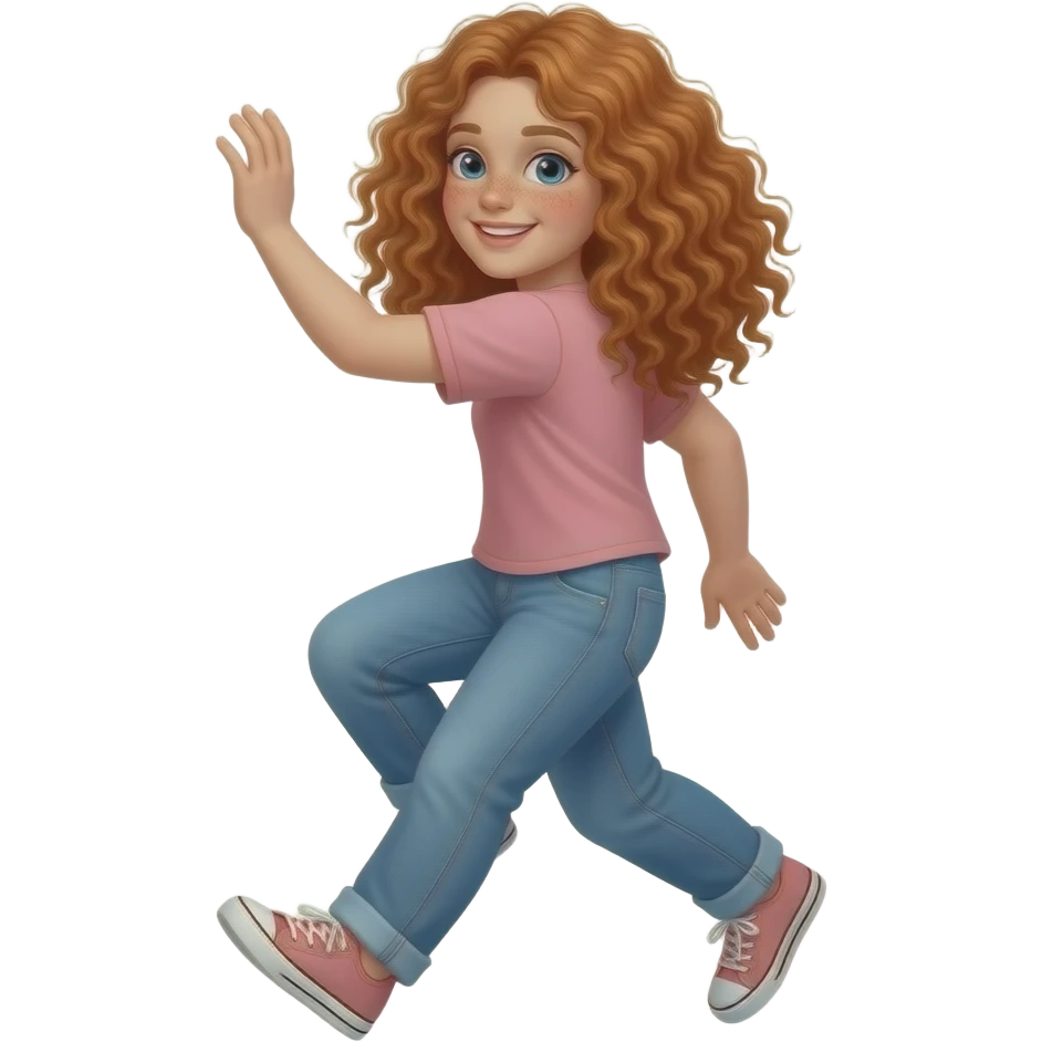 Fille rousse bouclés tâches de rousseur Escalade emoji