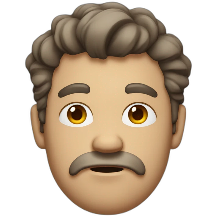 grumpy Man with medium curl brown hair without moustache emoji