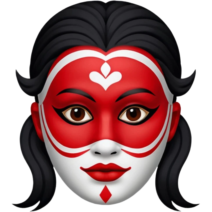 Painted Face, Mask painted red, white, and black patterns.
 emoji