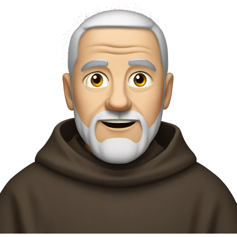 A middle-aged white male friar, sporting a grizzled look, with buzz-cut black hair and a pronounced square jaw. emoji