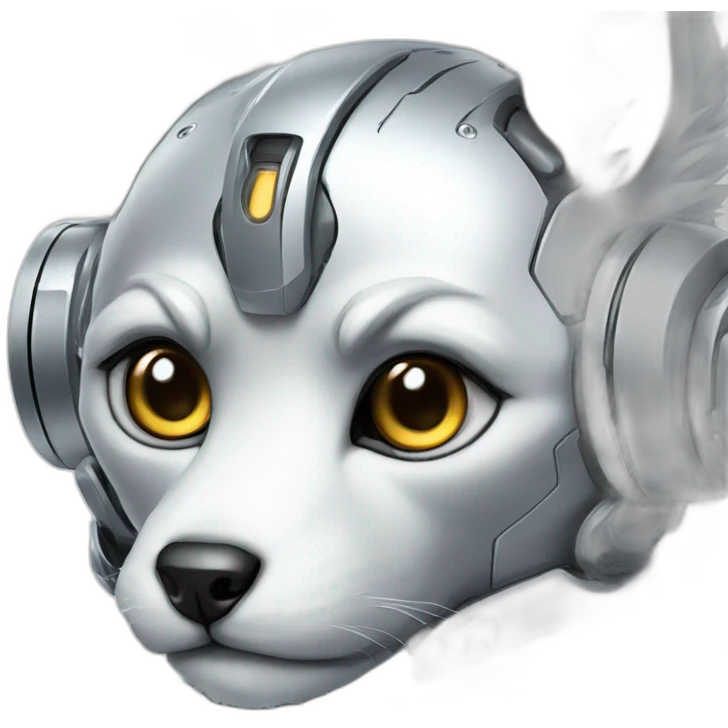 Cyber futuristic silver furry robot  emoji